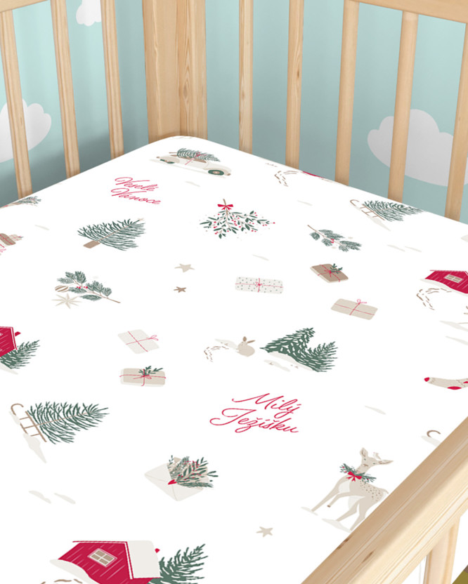 Kerst katoenen hoeslaken voor een kinderbedje - Tsjechische Kerst