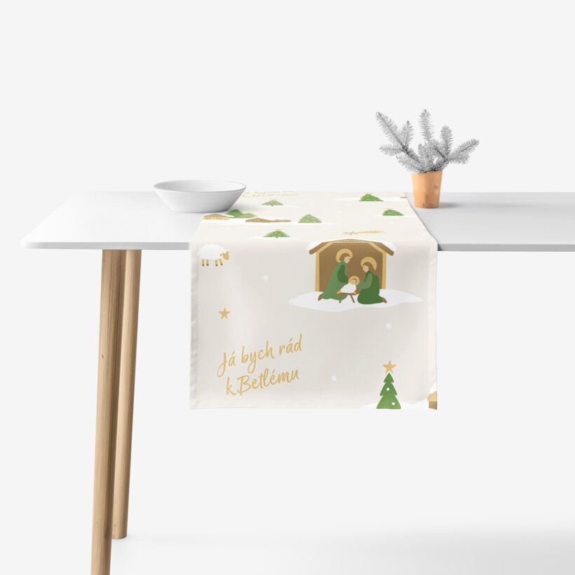 Kerst tafelloper 100% katoen renforcé - Pásli ovce Valaši