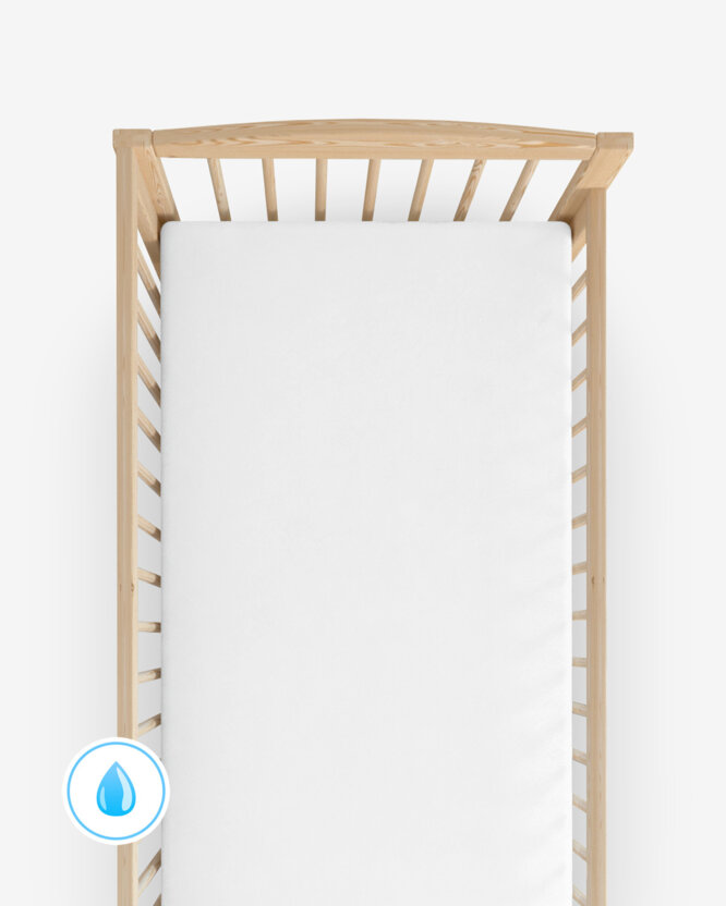 Waterdicht jersey hoeslaken voor een babybedje - wit