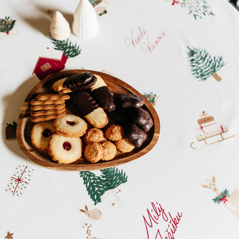 Kerst rond tafelkleed van stevig katoen - Tsjechische Kerst