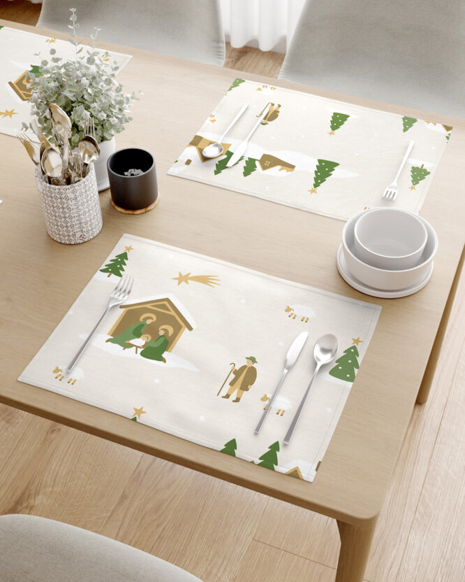 Kerst placemat voor op tafel 100% katoen renforcé - Kerstliedjes (internationaal) - set van 2 st.