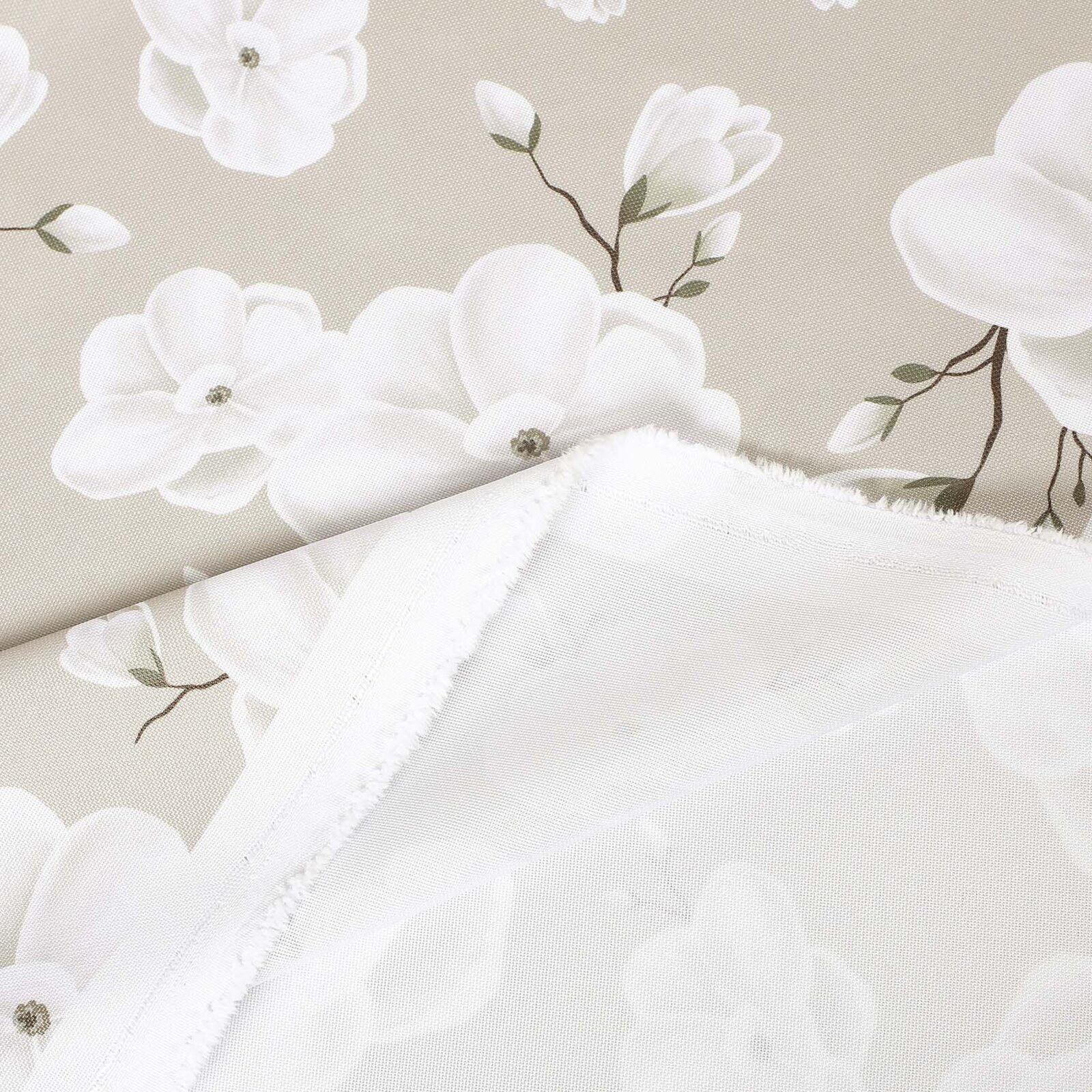 Stof met tefloncoating voor tafelkleden - Witte bloemen