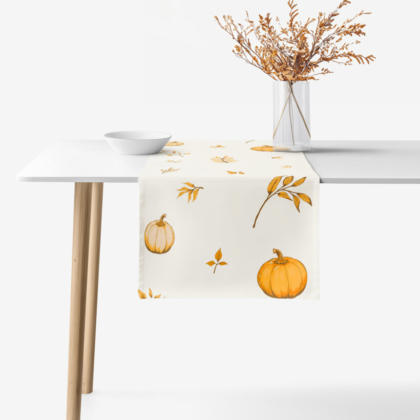 Tafelloper 100% katoen renforcé - Herfst pompoenen en blaadjes