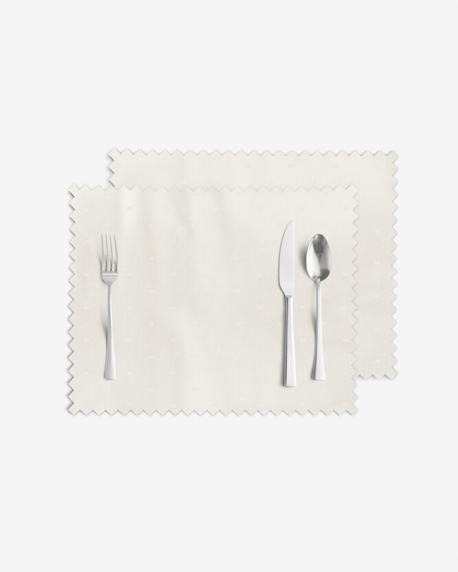 Feestelijke placemat voor op tafel teflon - crème met glanzende rechthoekjes - set 2 st.
