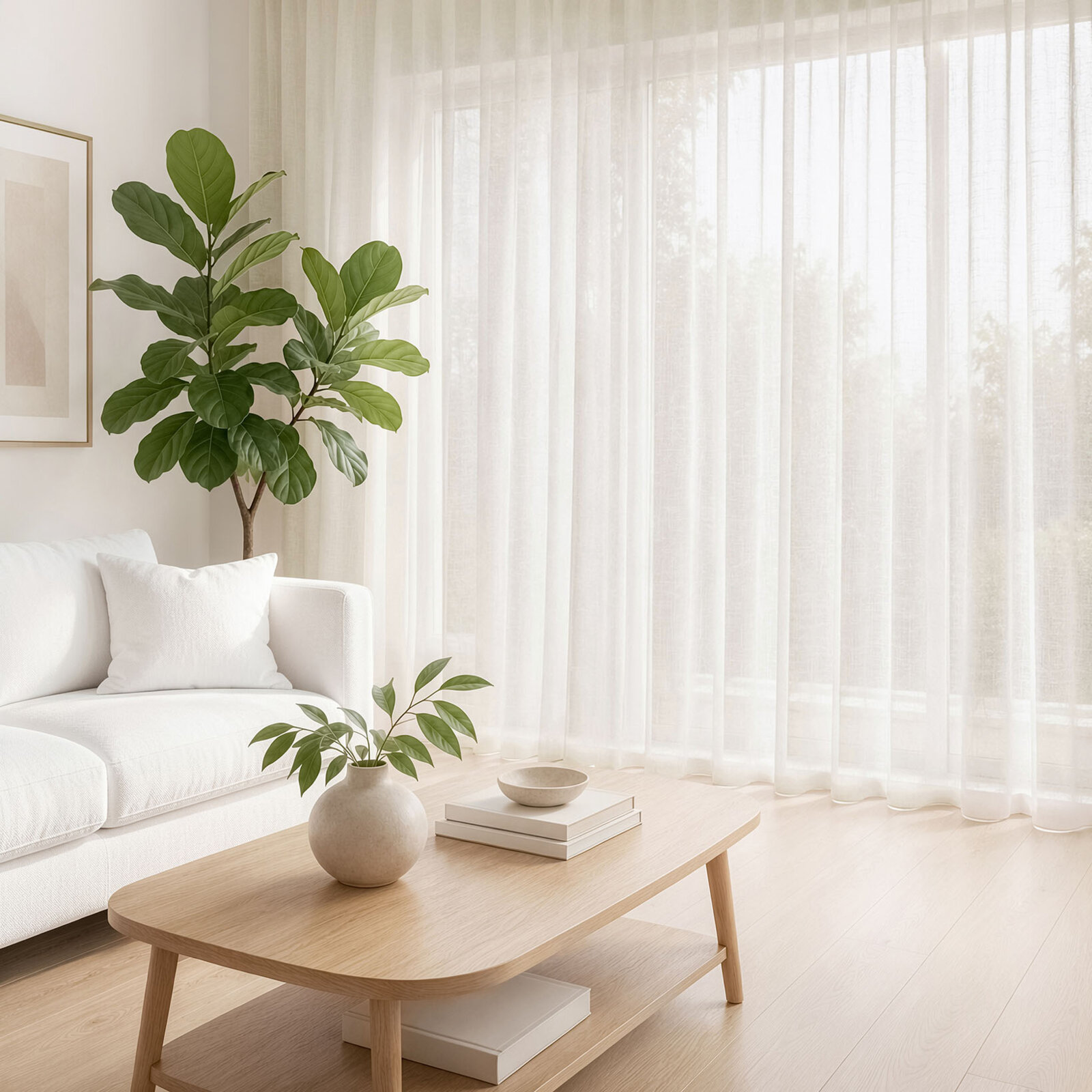 Vitrage - Beige met glans