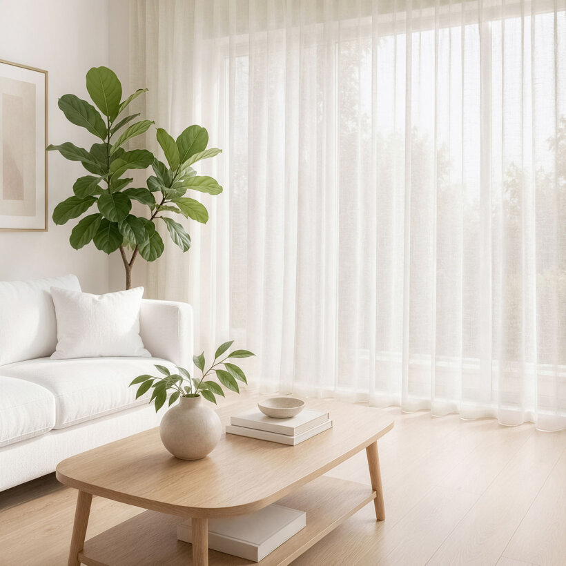 Vitrage - Beige met glans