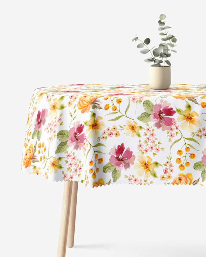 Ovaal teflon tafelkleed - Hibiscus bloemen