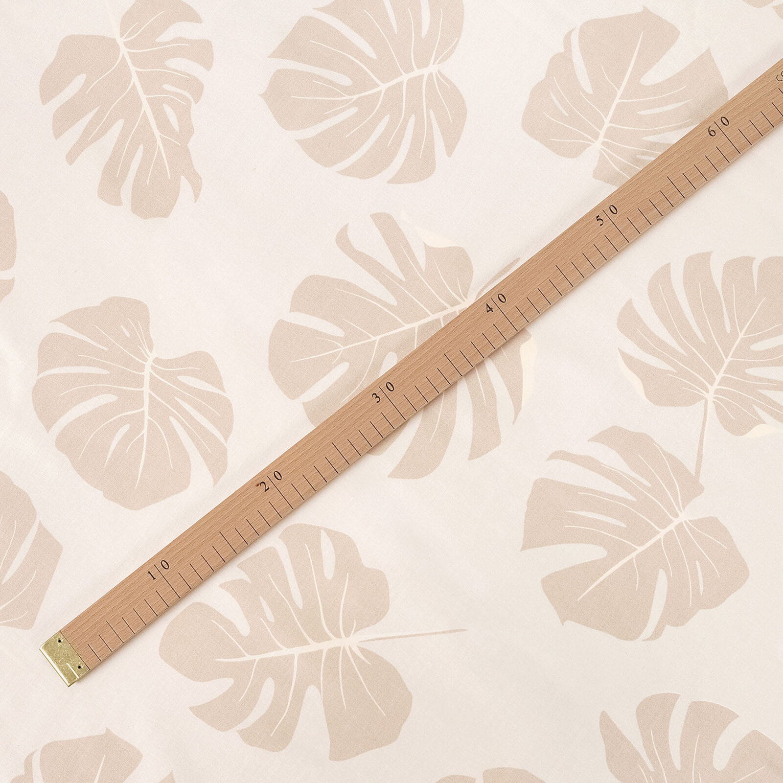 Katoen renforcé - Tropische bladeren op beige