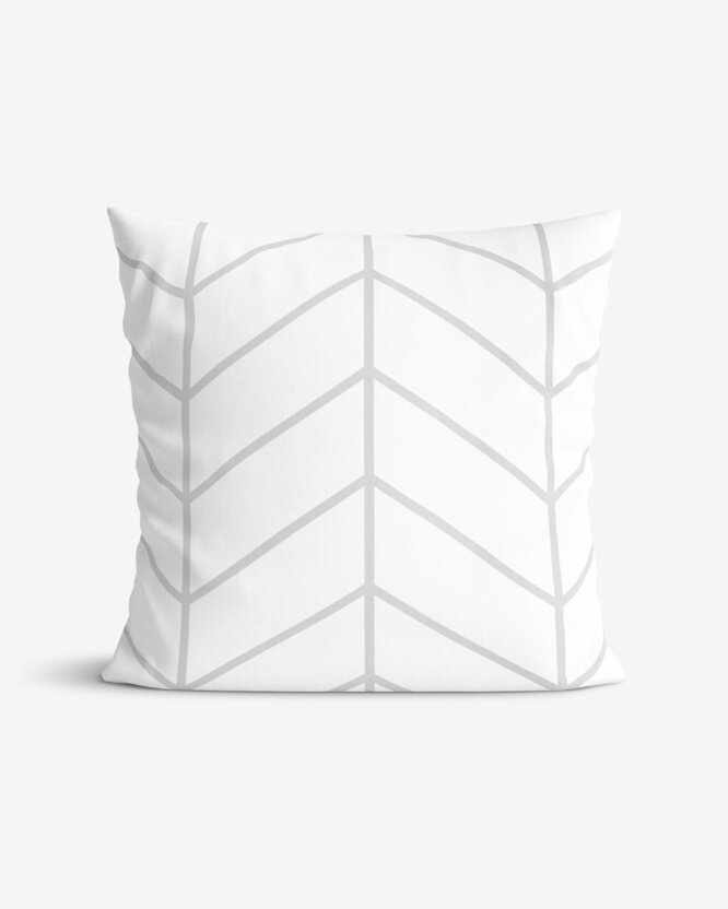 Katoenen kussensloop - Grijs zigzag op wit