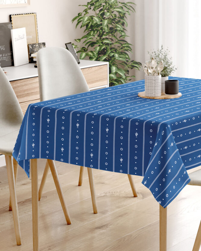 Hoekig tafelkleed 100% katoen renforcé - Na mú dušu op blauw