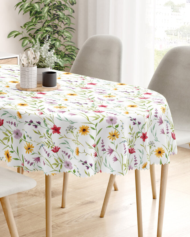 Ovaal teflon tafelkleed - Kleurrijke lentebloemen