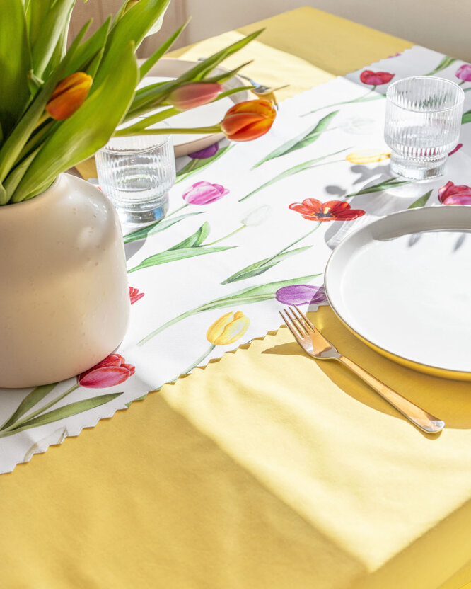 Tafelloper teflon - Gekleurde tulpen