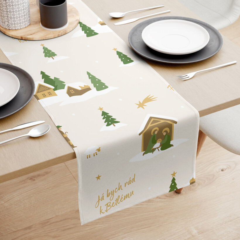 Kerst tafelloper 100% katoen renforcé - Pásli ovce Valaši