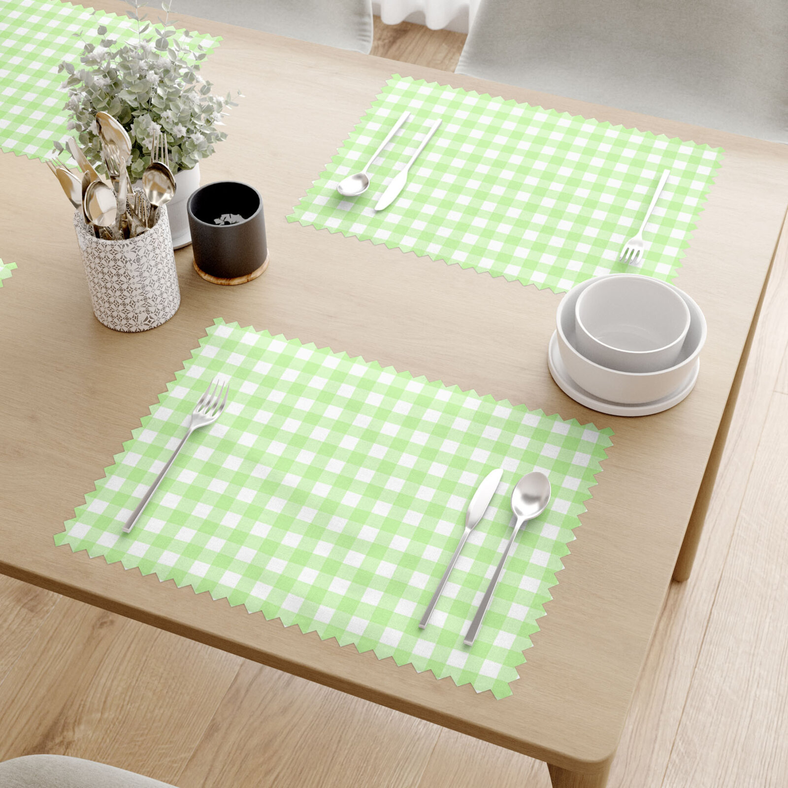 Tafelplacemat teflon - Groene ruitjes - set 2 stuks