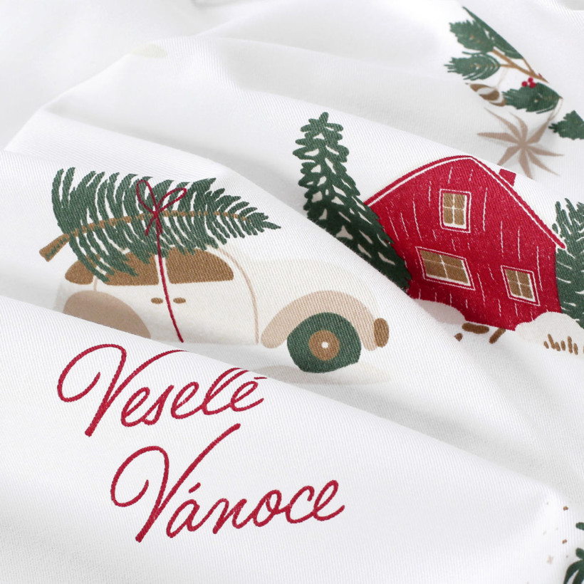 Kerst ovaal tafelkleed van stevig katoen - Tsjechische Kerst