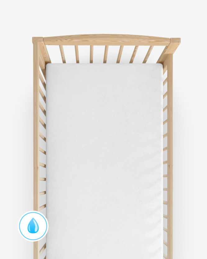 Waterdicht badstof hoeslaken voor een babybedje - wit