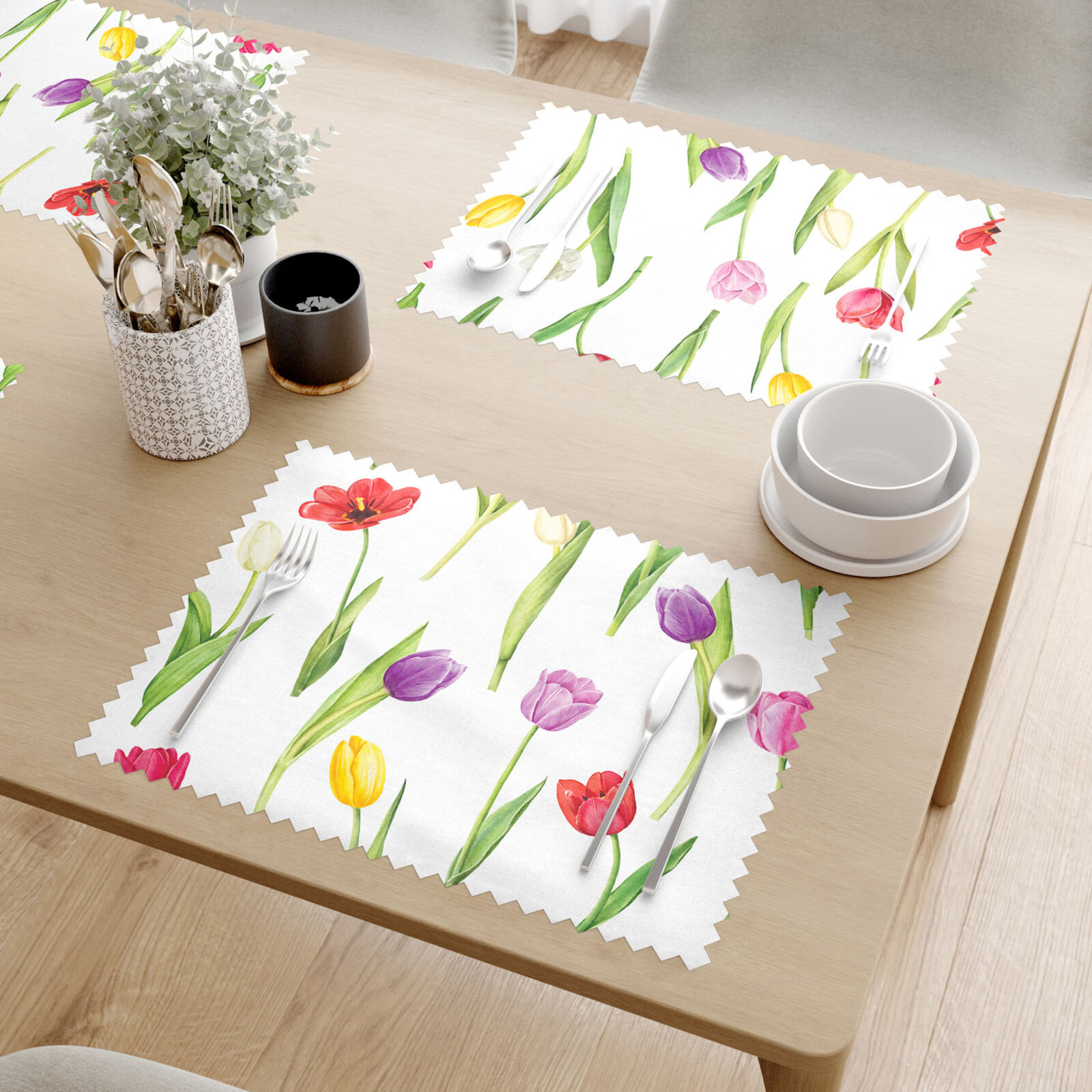 Teflon placemat voor op tafel - Gekleurde tulpen - set 2 stuks