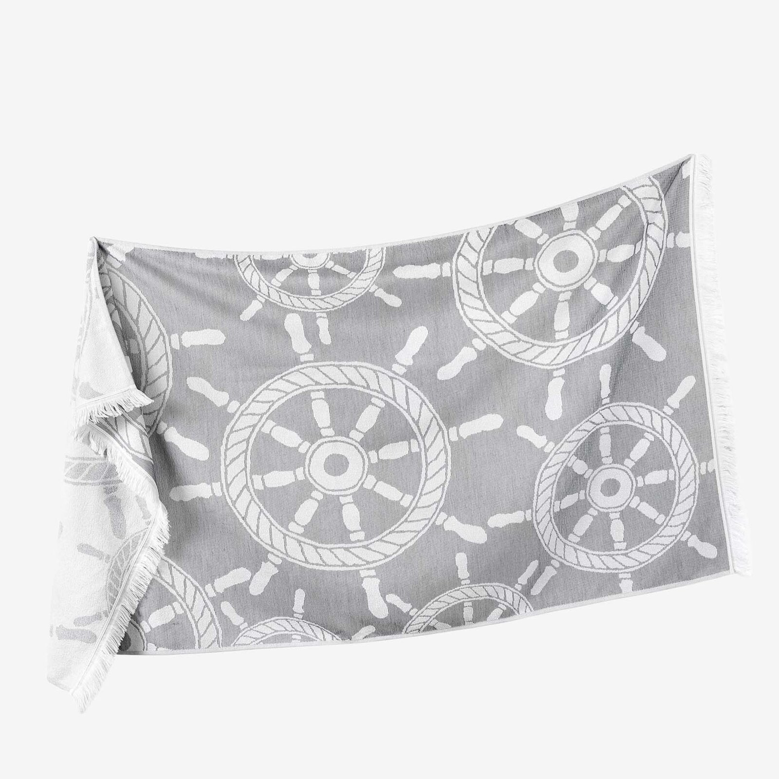 Strandbadhanddoek - Stuurwielen op grijs