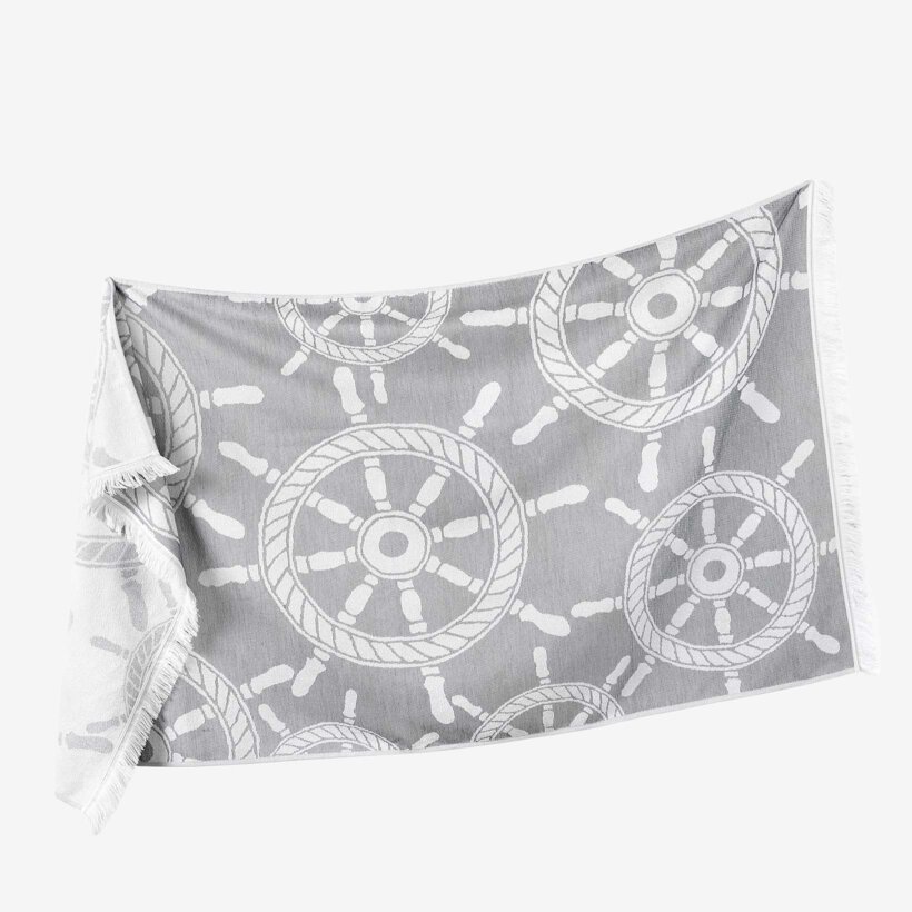 Strandbadhanddoek - Stuurwielen op grijs