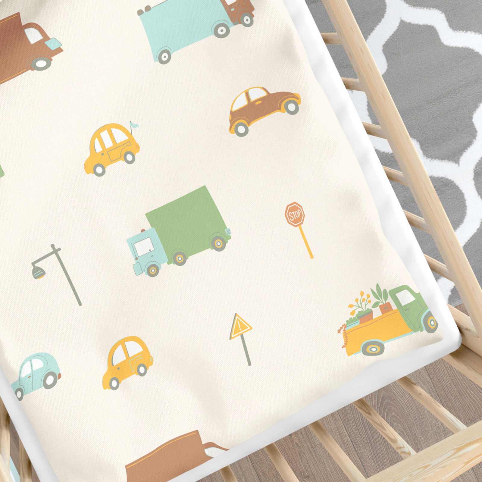 Katoenen beddengoed voor het babybedje - Wereld van auto's