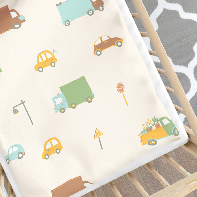 Katoenen beddengoed voor het babybedje - Wereld van auto's