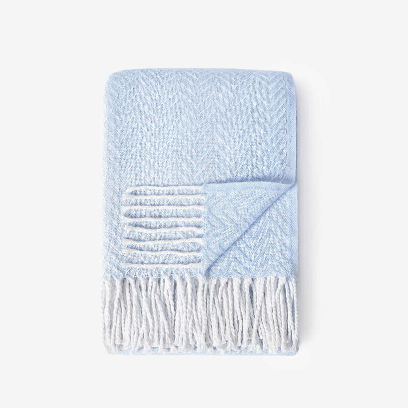 Katoenen deken Cikcak - pastel blauw