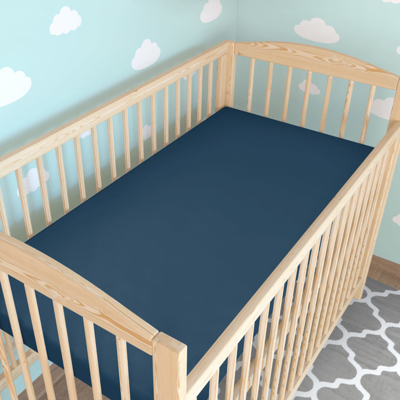 Katoenen laken voor een babybedje - marineblauw