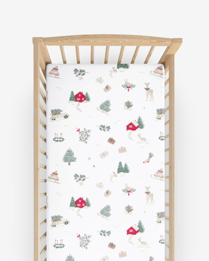 Kerst katoenen hoeslaken voor het kinderbedje - Traditionele Kerst (buitenland)