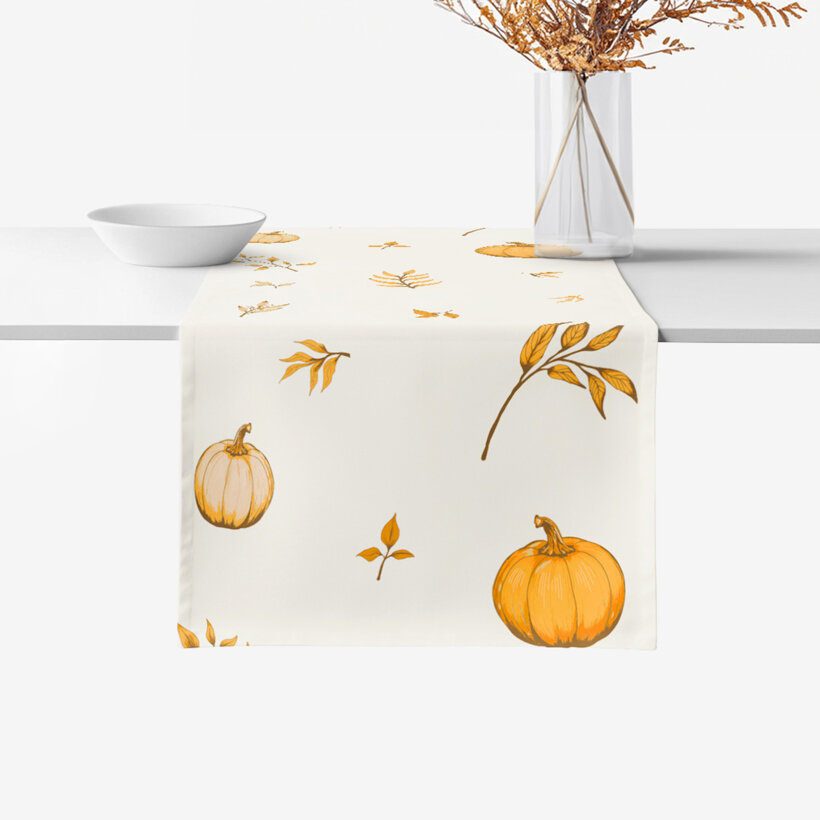 Tafelloper 100% katoen renforcé - Herfst pompoenen en blaadjes