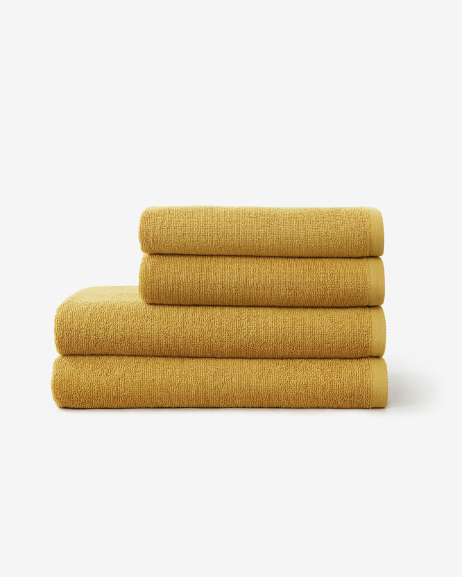 Katoenen badstof handdoek / badhanddoek Soft zonder boord - mosterdgeel