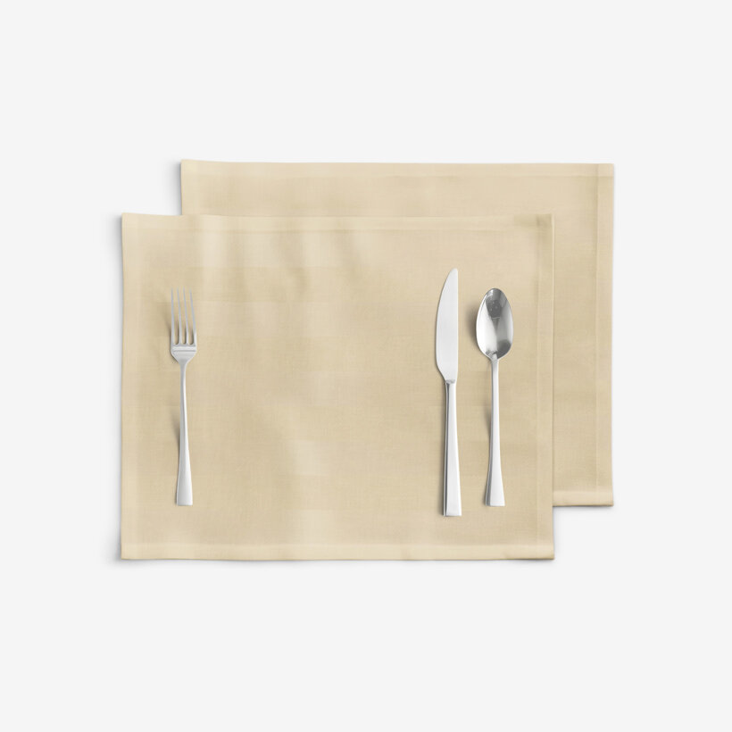 Damasten placemat - Gouden streepjes met satijnglans - set 2 stuks