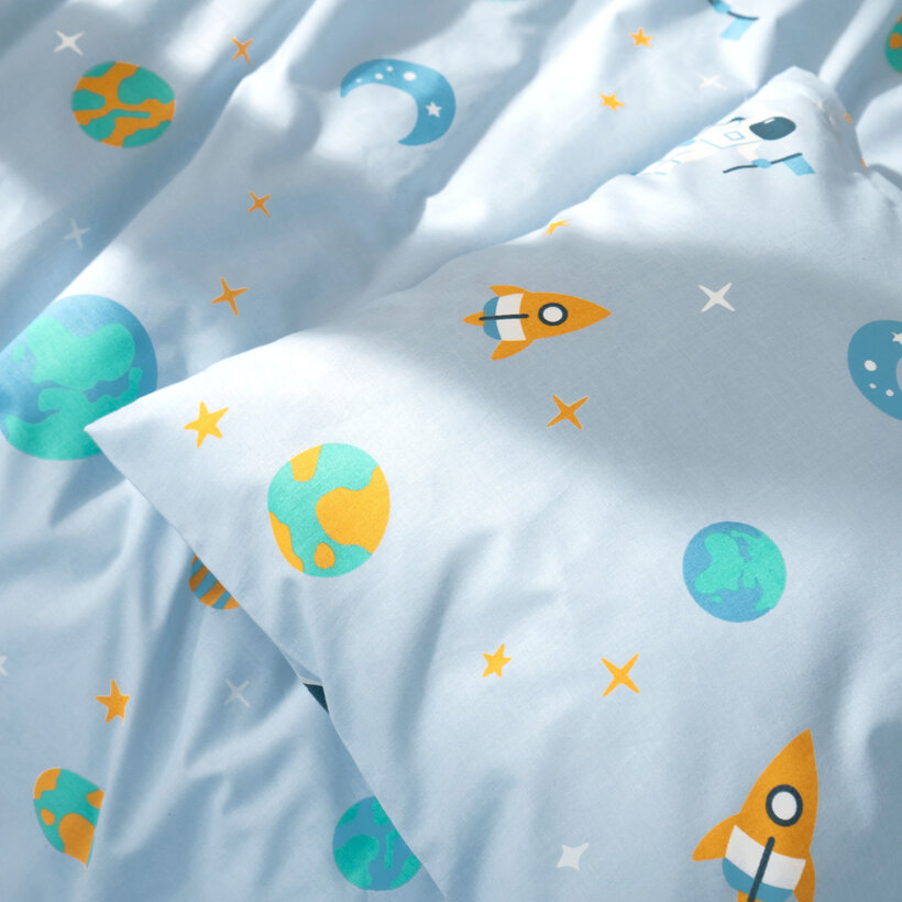Katoenen beddengoed voor kinderen - Kosmonauten in de ruimte