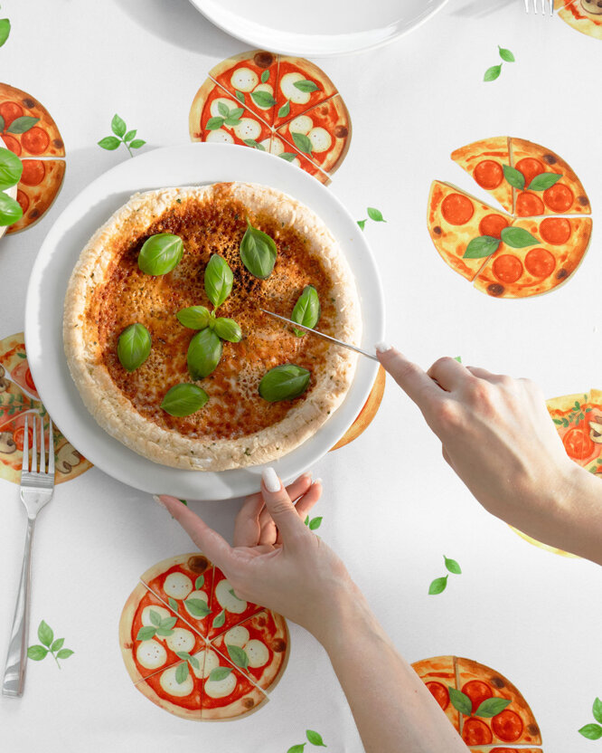 Hoekig teflon tafelkleed - Heerlijke pizza