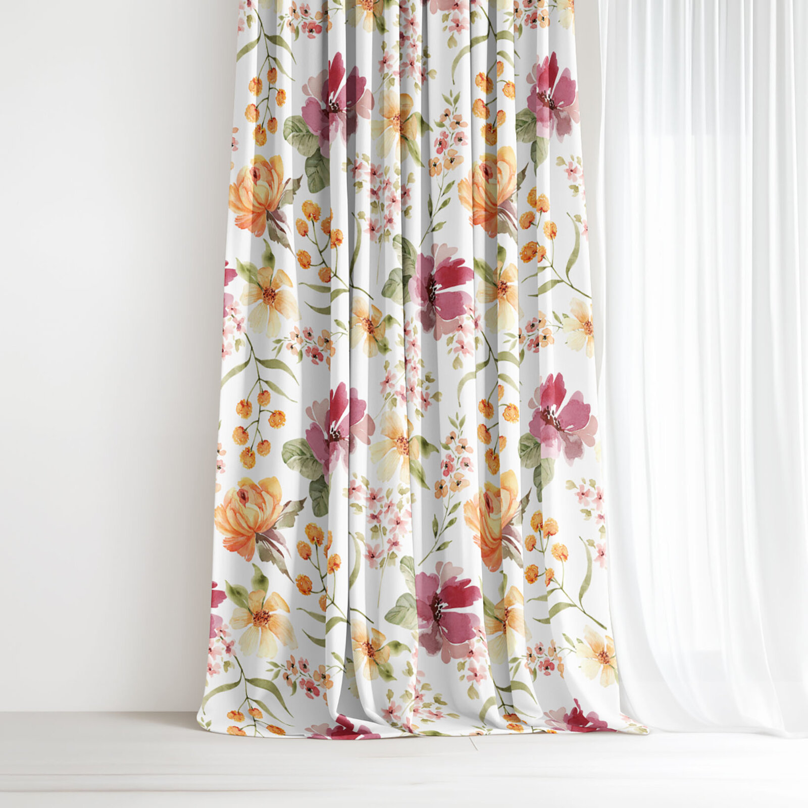 Decoratief gordijn Luca - Hibiscusbloemen