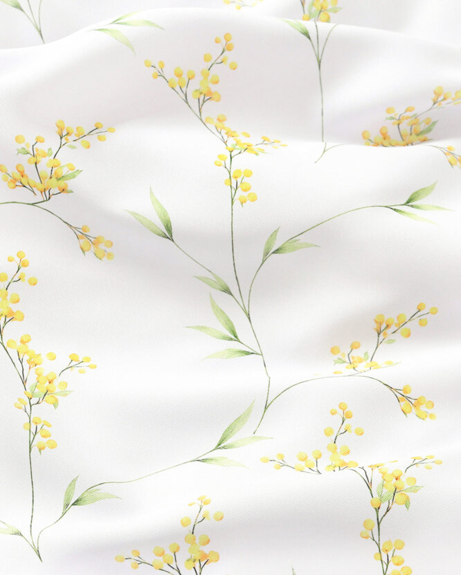 Stof met tefloncoating voor tafelkleden - Mimosa bloemen