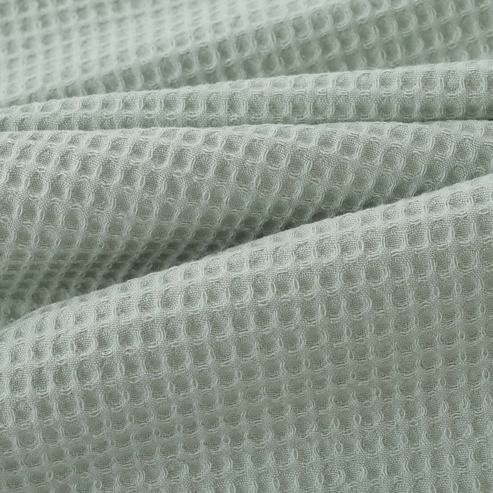 Geborduurde theedoek - wafeldoek - Sneeuwklokjes op saliegroen