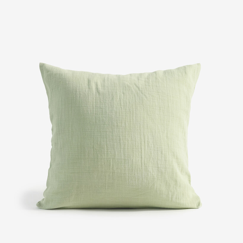 Mousseline kussensloop - licht saliegroen