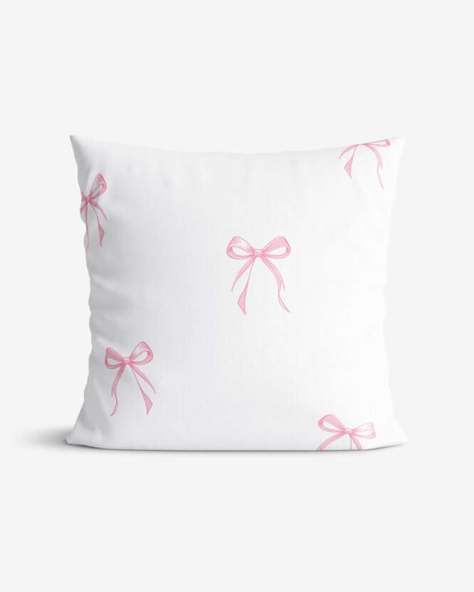 Katoenen kussensloop - Roze strikjes