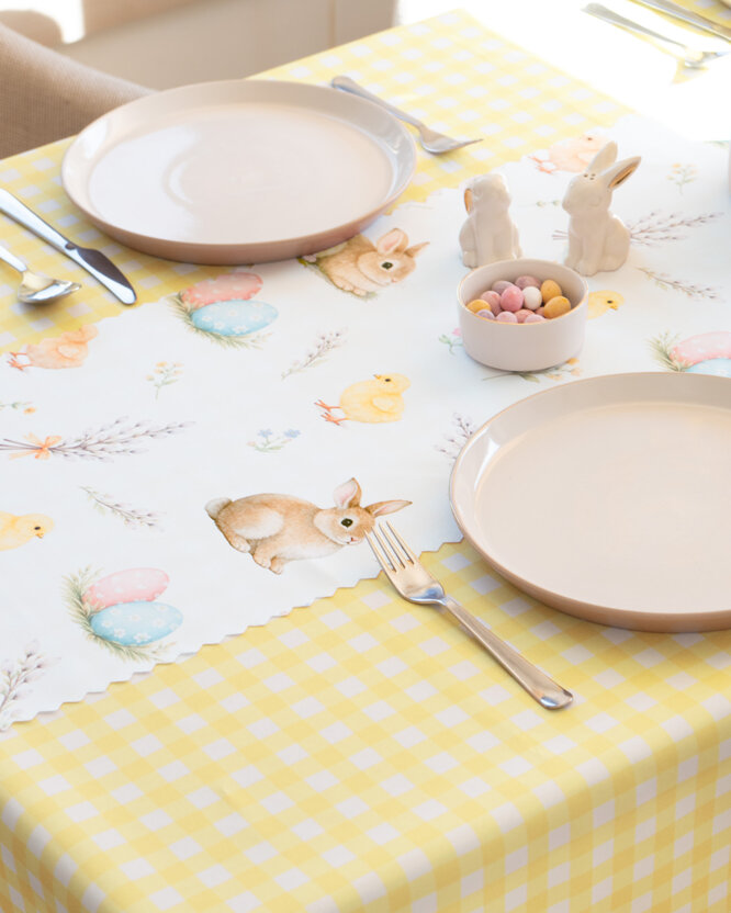Pasen tafelloper teflon voor de tafel - Vrolijk Pasen