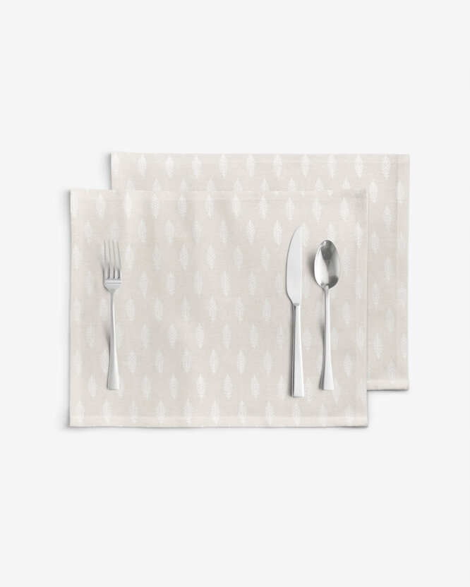 Placemat voor op tafel Natura - Takjes op ongebleekt - set 2 stuks