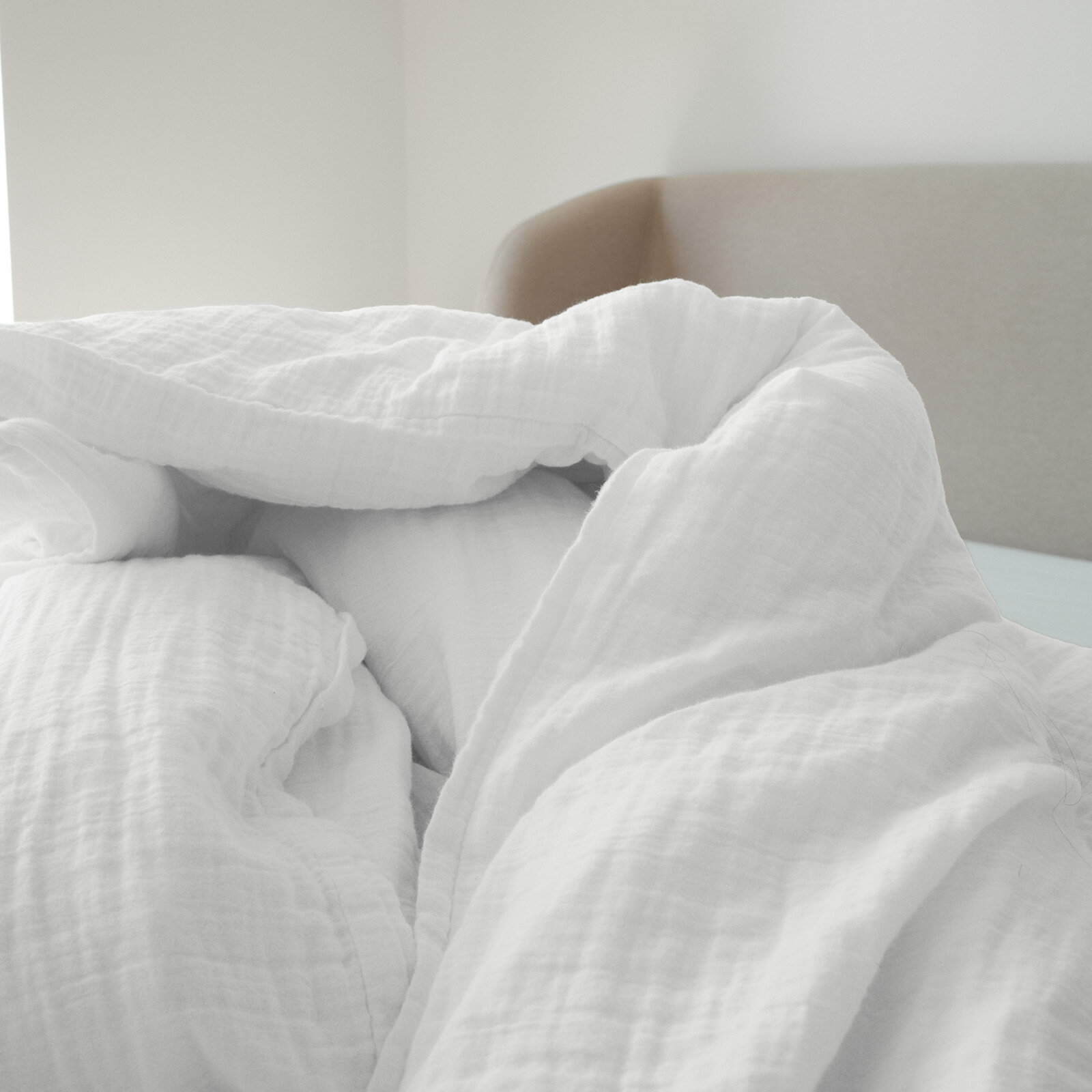 Mousseline beddengoed - wit
