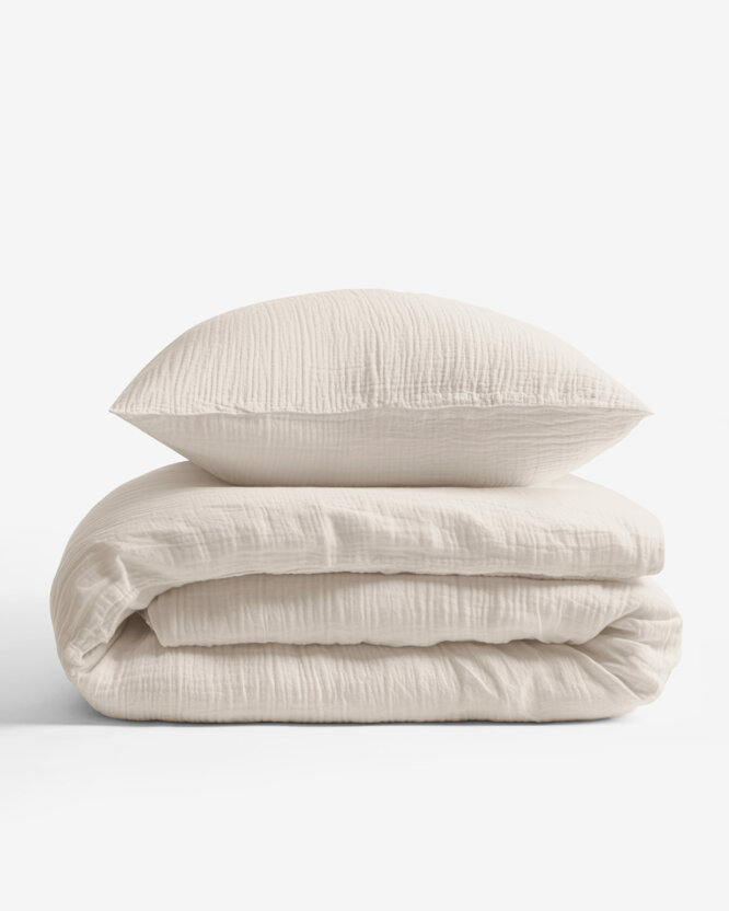 Mousseline beddengoed - naturel