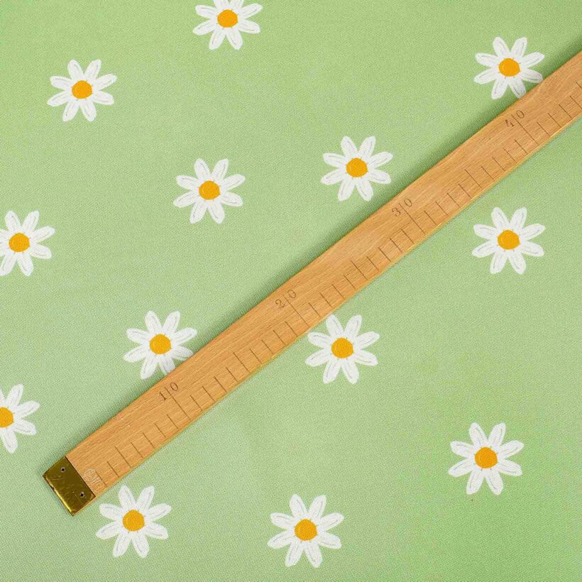 Tafelstof met tefloncoating - Margrieten op groen