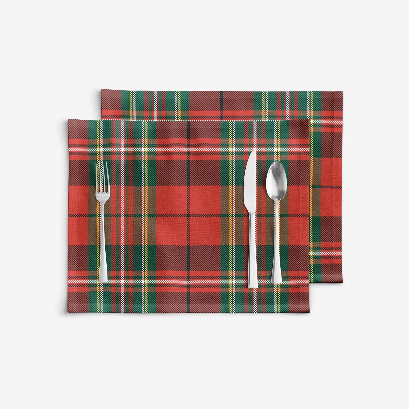 Placemat voor de tafel 100% katoen renforcé - Rood ruitje - set 2 stuks