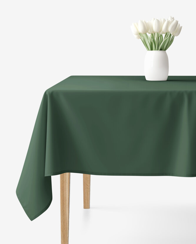 Hoekig tafelkleed 100% katoen renforcé - donkergroen