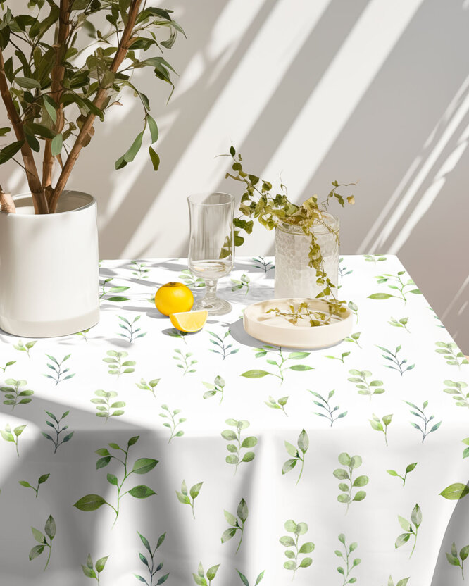 Hoekig teflon tafelkleed - Eucalyptus blaadjes