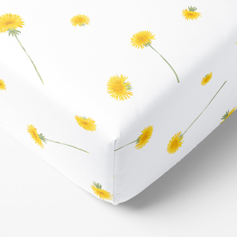 Katoenen hoeslaken - Paardenbloemen