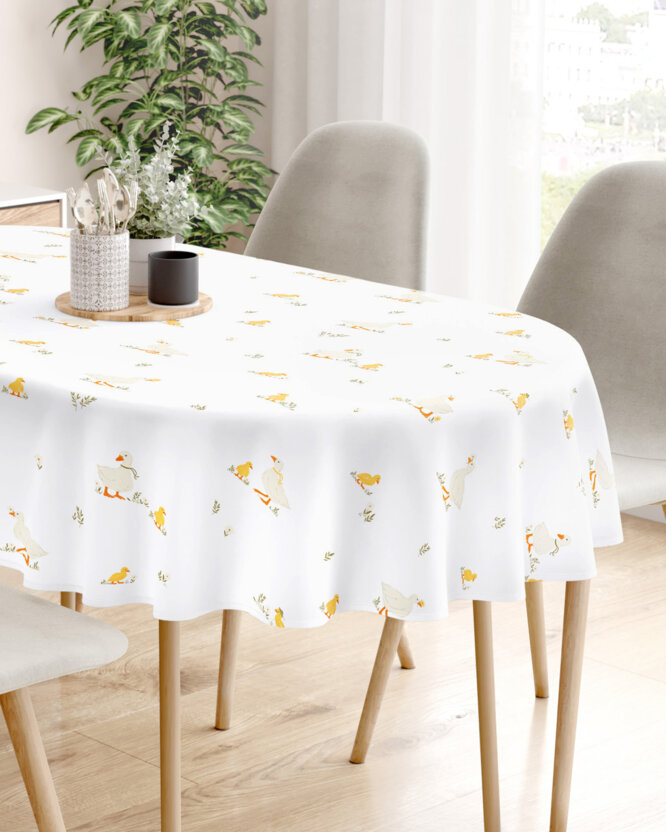 Ovaal tafelkleed 100% katoen renforcé - Eenden