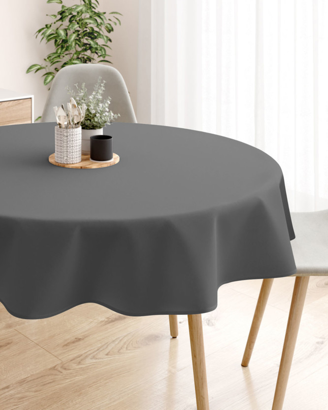 Rond tafelkleed 100% katoen renforcé - donkergrijs