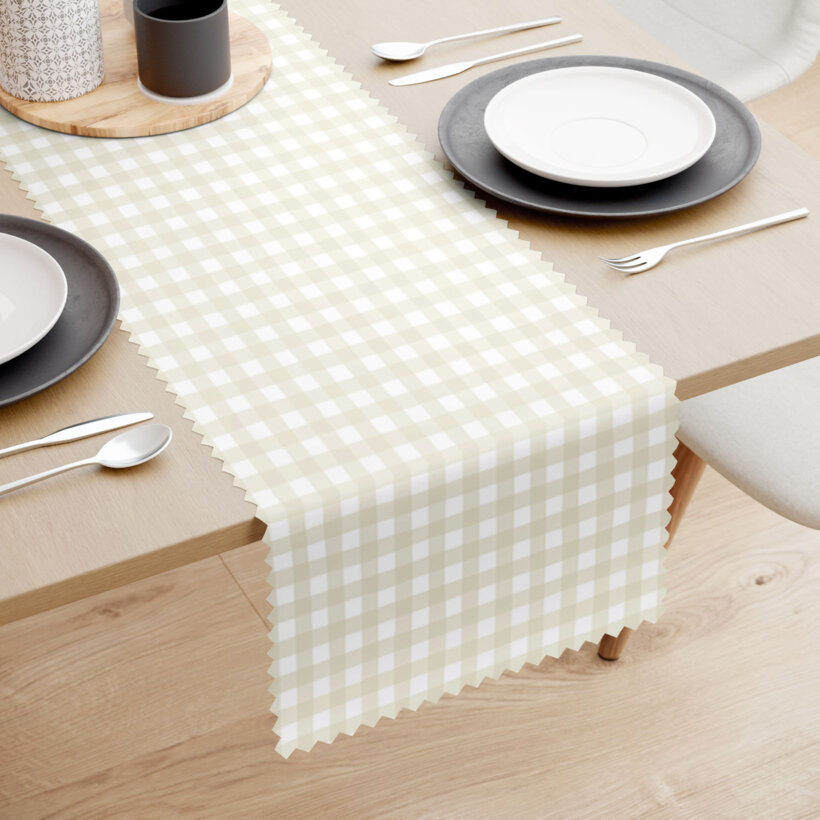 Tafelloper teflon - Beige ruitjes